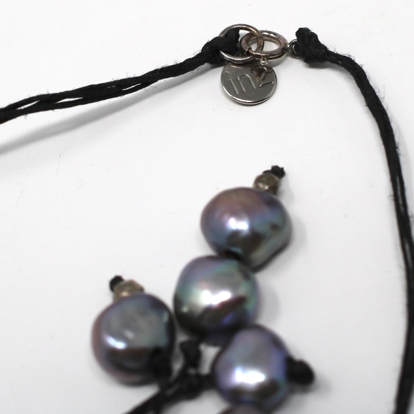 In2 Design 5 Grey Pearl and Sterling Bead Necklace on Multi-Strand Waxed Cotton - Picture 4 of 4